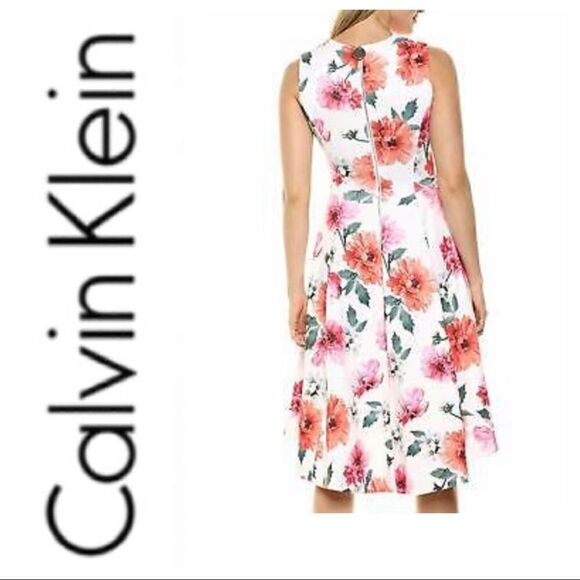 Calvin Klein Floral Print High-low Sleeveless Midi Dress Size 4 - Picture 5 of 7